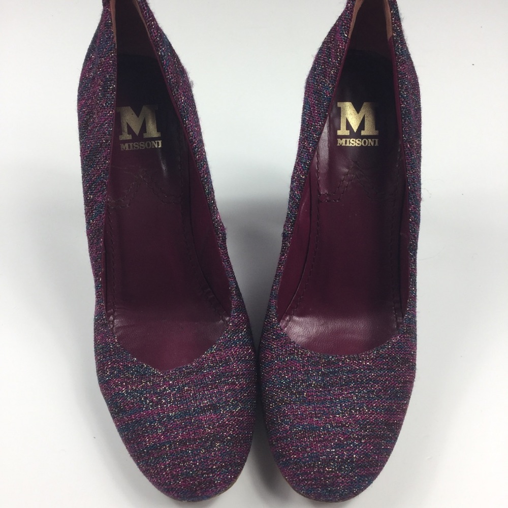 Missoni purple stacked block heel size 40